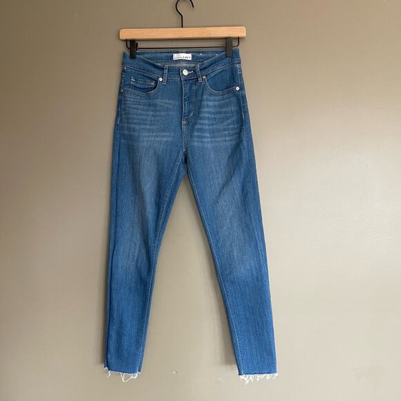 LOFT Skinny Jeans in Bright Mid Vintage Wash Mid Rise Chewed‎ Hem Blue Size 0/25 - Picture 3 of 16